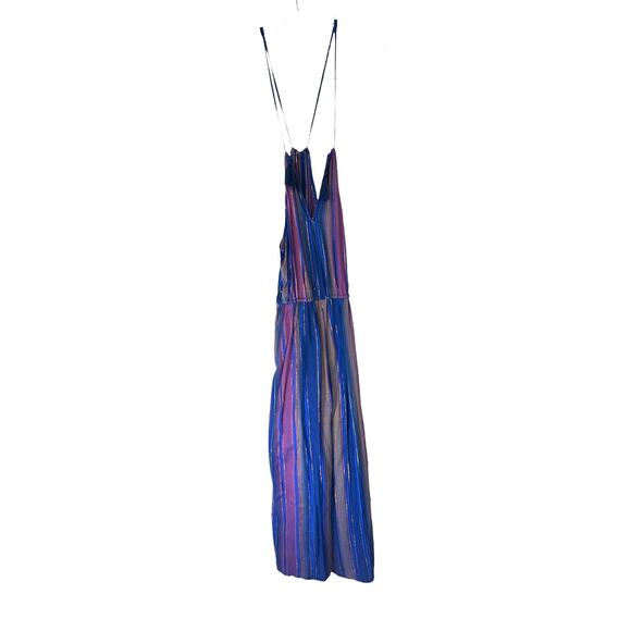 Cleobella Blue Gold Metallic Striped Lois Wide Leg Cropped Jumpsuit Size‎ 8 - Picture 10 of 14